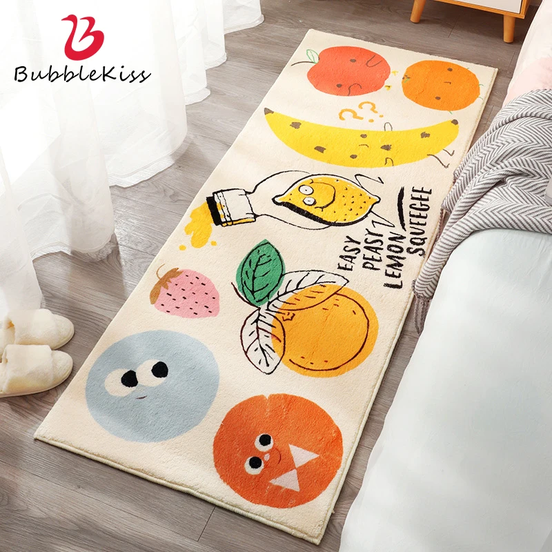 

Bubble Kiss Long Bedside Carpet For Children Room Thick Fluffy Lamb Wool Rugs Living Room Home Bedside Floor Mats Soft Foot Pad