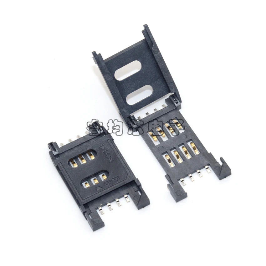 

20PCS/Lot Clamshell SIM Card Holder Connector 8P/ 8Pin Plastic-Type For Memory Card