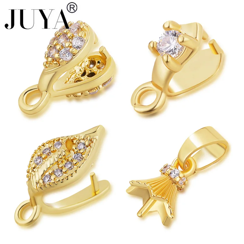 

JUYA 10 Pcs Pendants Clasps Clips For Jewelry Making Copper Bead Caps Bails Charm Connectors DIY Handmade Jewelry Accessories