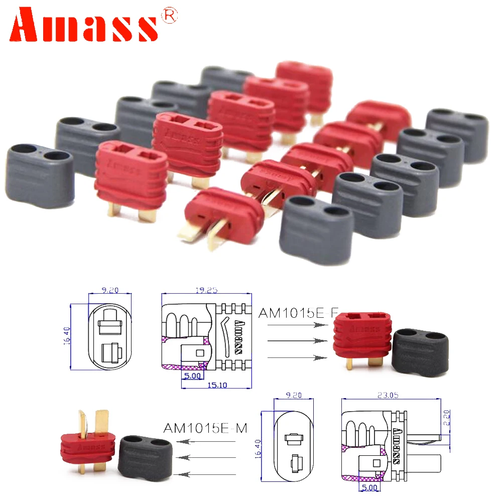 T plug Connector,5Pair Amass No-slip Tplug Connector 40A High Current For RC Battery/Multi-axis/Fixed-wing Model/Aircraft Toys