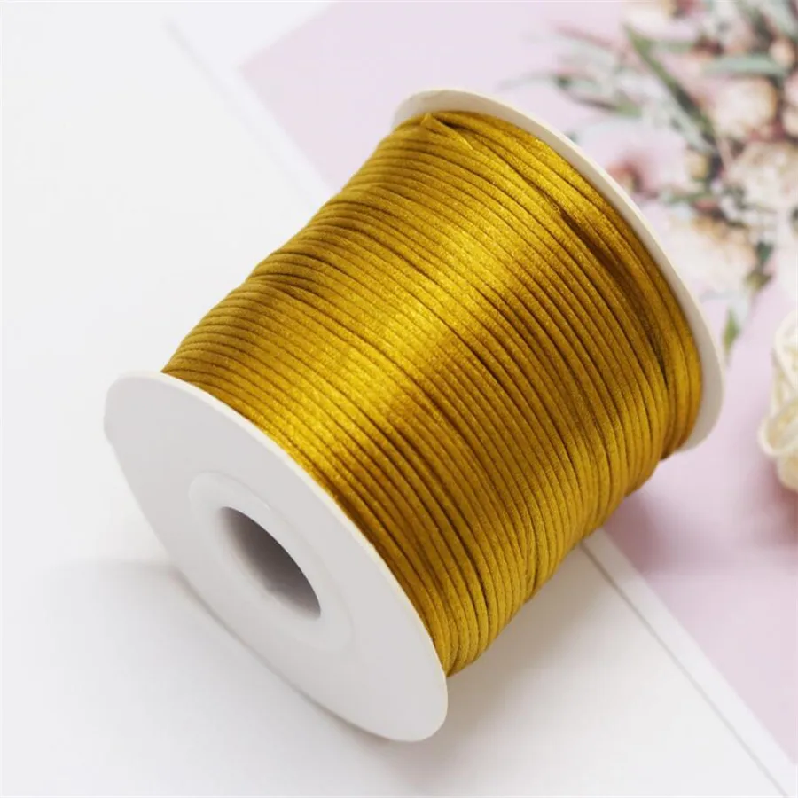 

1MM Old Gold Nylon Chinese Satin Silk Knot Cord Rattail Thread Necklace Macrame String Jewelry Findings Beading Rope #563