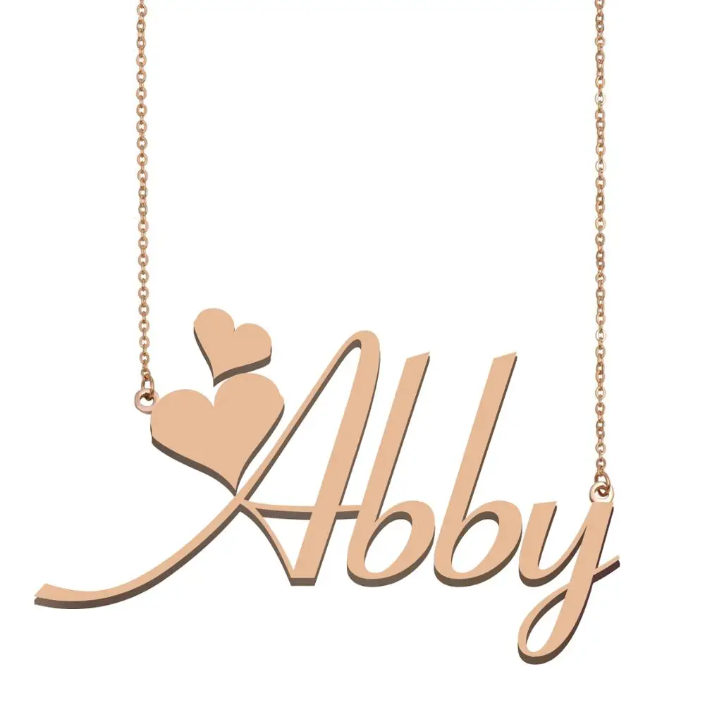 Abby Name Necklace for Women Girl Personalized Nameplate Pendant Jewelry Friends Birthday Wedding Christmas Mother Gift