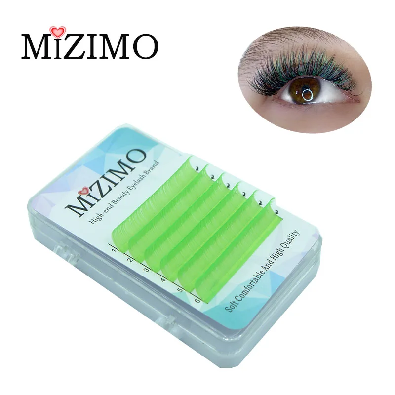 6 Rows Of Colored Eyelashes Red Blue Green White Purple 0.07 Stage Exaggerated Single Grafted False Eyelashes