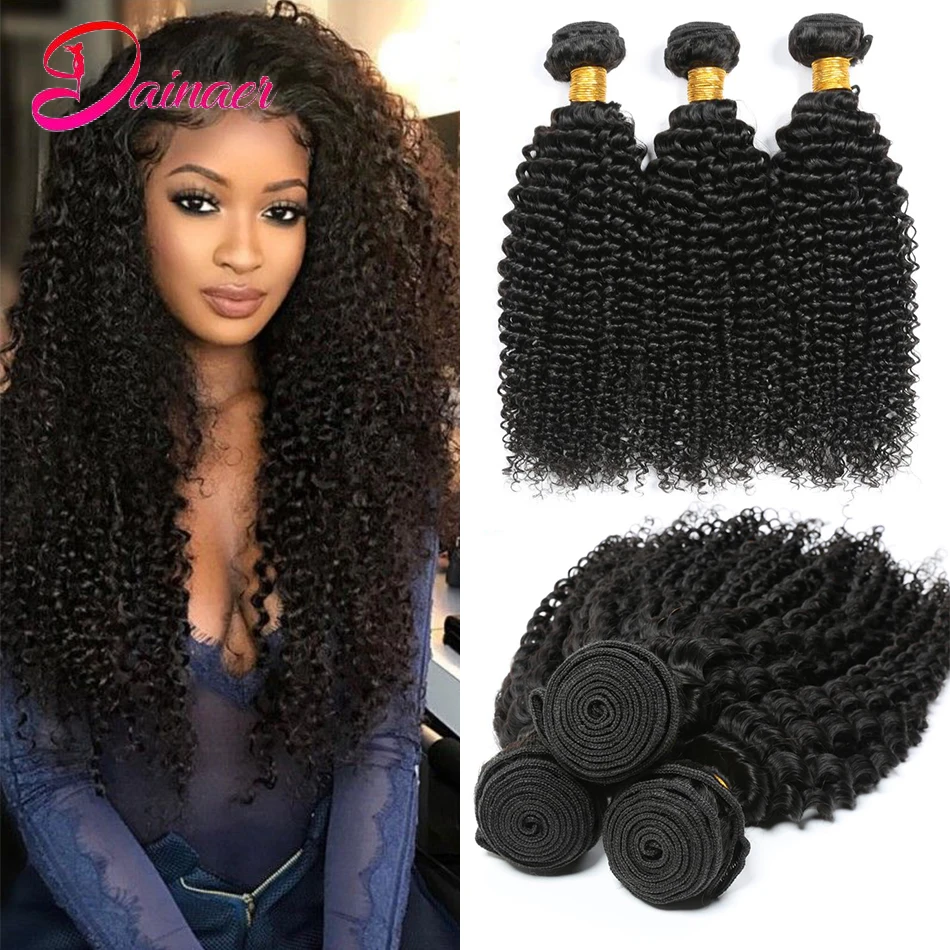 Peruvian Afro Kinky Curly Bundles Human Hair Weave Bundles 12-26Inch Natural Color Remy Hair Extensions 4 PCS 100% Human Hair