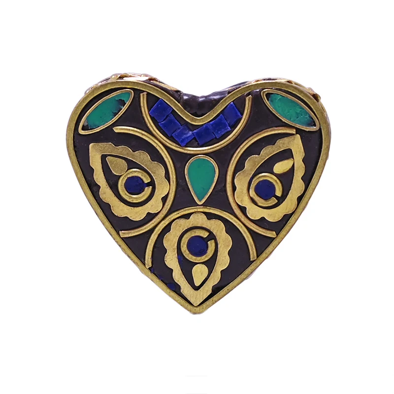 TZ-L06 Peach Heart Shaped Antique Gold Retro Nepal Beads Tibetan Metal Beads For Jewelry Making DIY Charm Bracelet Necklace