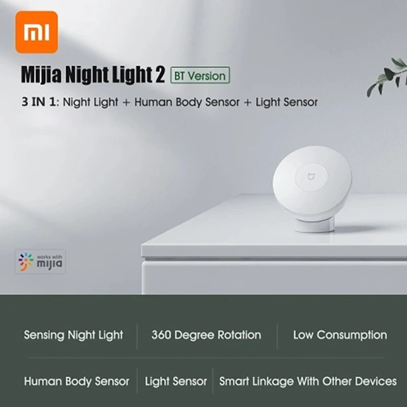 

Ночной светильник Xiaomi Mijia Bluethooth, умный инфракрасный датчик движения, регулируемая яркость с магнитной основой для приложения Mijia