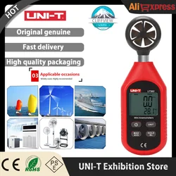 UNI-T UT363 anemometro portatile misurazione digitale della velocità del vento Tester della temperatura Display LCD misuratore del vento della velocità del flusso d'aria