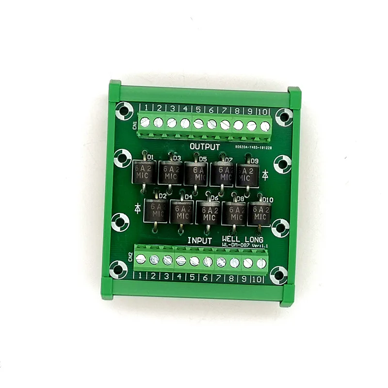 DIN rail mountable Diode Protection Terminal Block 6A2 6A/200V Diode Terminal Block.