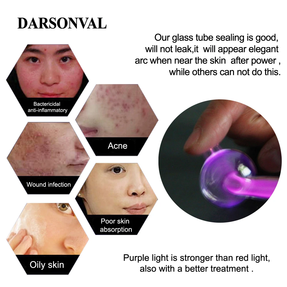 DARSONVAL Apparatus High Frequency Facial Machine For Hair Face Electrotherapy Wand Argon Treatment Acne D\'arsonval Skin Care