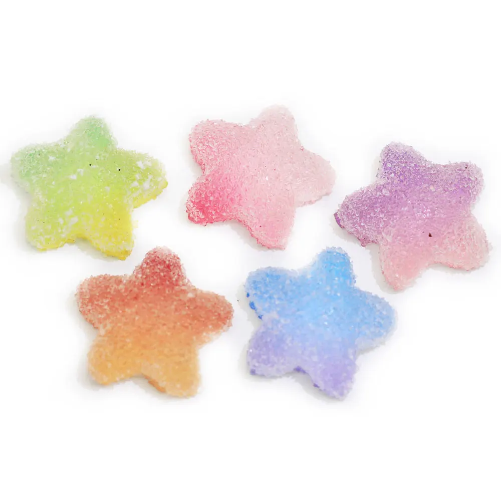 Wholesale New Mix Colors Star Shape Sweet Candy Beads Flat Back Pvc Stickers 5 Stars for Craft Decoration