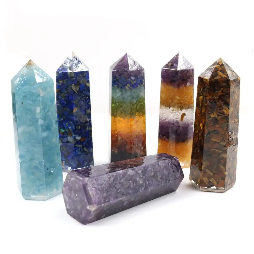 

XSM Reiki Crystal Meditation Specimen Chakra Natural Gravel Decoration Hexagonal Column 90mm Faceted Prism Figurine Decor