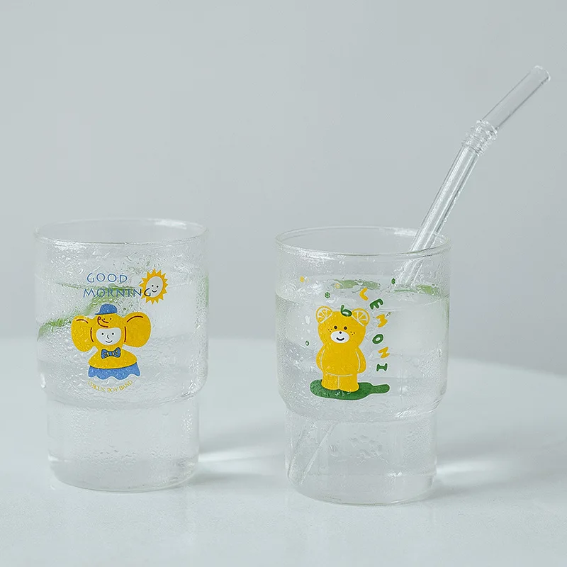 Korean Creative Cartoon Water Cup, Kawaii Cute Printing, Home Restaurant Juice Cup, Hot Selling, Breakfast Milk Cup