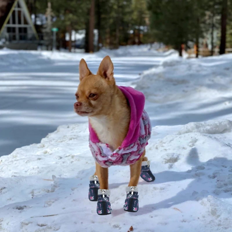 Benepaw Warm Dog Shoes Winter Comfortable Snow Pet Booties Rugged Anti-Slip Sole Puppy Paw Protector Hiking Boots Outdoor