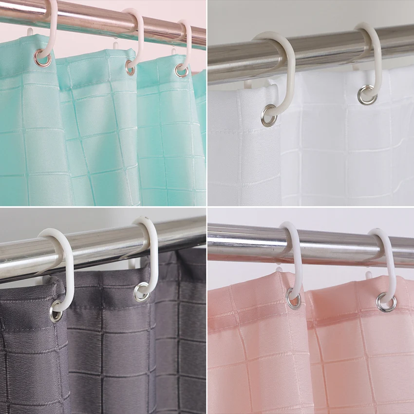 Thicker Jacquard Dots Plaid Shower Curtain Bath Curtains Bathroom For Bathtub Bathing Cover Extra Large Wide 12pcs Hooks Rideau