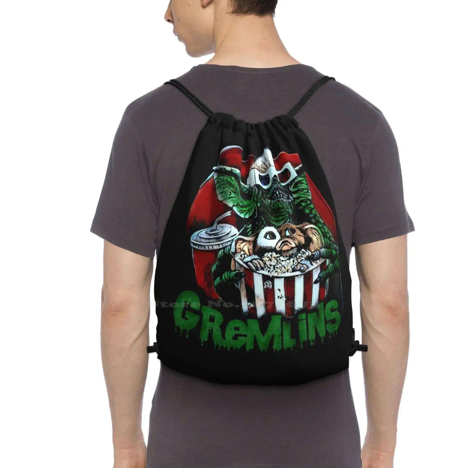 Gremlins School Drawstring Bag Big Capacity Strap Pack Gym Gremlins Gizmo Mogwai 80S Movie Cult Movie Classic Limited Horror