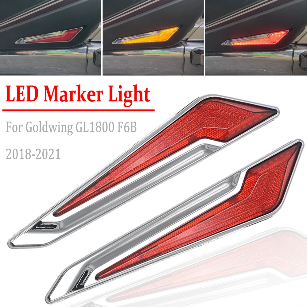 Chrome LED Marker Light Decorative Lamp For HONDA Goldwing 1800 GL1800 F6B 2018-UP Gold Wing Turn Signal Side Saddlebag Inserts