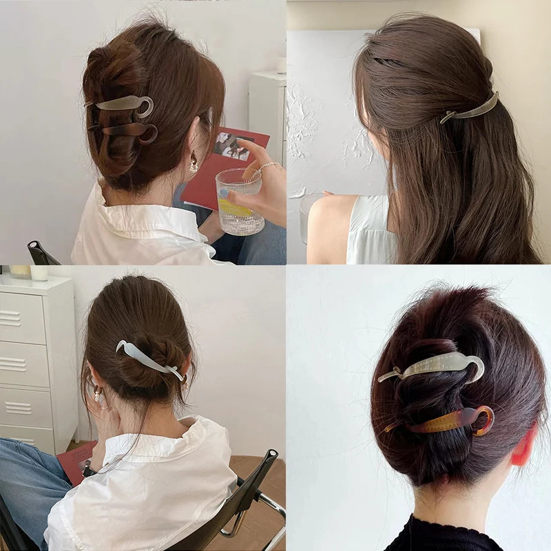 FORWOT – pince à cheveux banane en acrylique, épingles à cheveux, Barrette crabe, couleur unie, queue de cheval pour femmes et filles, accessoires pour cheveux, bandeau