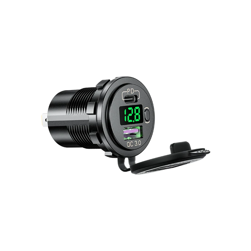 

DIY 36W Fast PD Power Delivery Type-C Car Charger QC 3.0 Quick Charge 3.0 ON/OFF Switch Voltmeter for Motorcycle Marine Boat