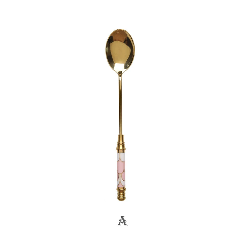 Edelstahl Dessert Löffel Keramik Langen Griff Eis Löffel Teelöffel Gold Kaffee Kuchen Obst Milch Löffel Küche Geschirr – Detail 9