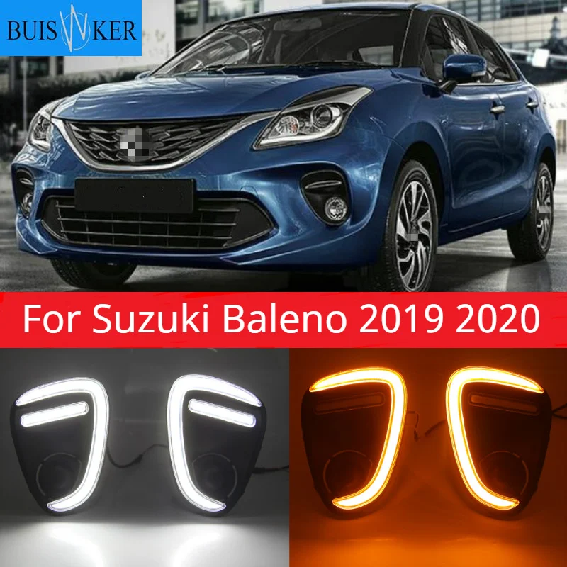 

2Pcs For Suzuki Baleno 2019 2020 LED DRL Daytime Running Lights Fog Lamp cover with turn signals daylight