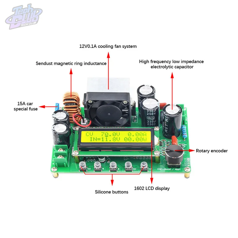 DPX800S LCD1602 Màn Hình Tinh Thể DC NC Tăng Cường Mô Đun Nguồn 12V ~ 120V Dòng Điện Không Đổi Module Có Thể Điều Chỉnh MPPT