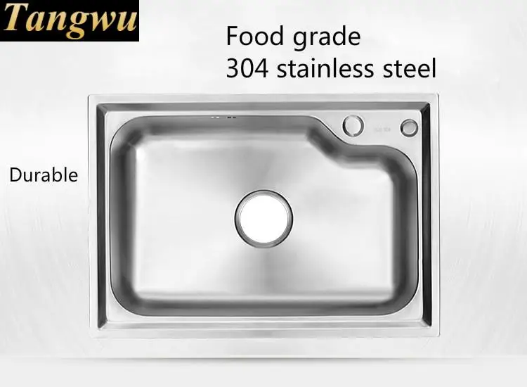 Free shipping Apartment high quality do the dishes kitchen single trough sink 304 stainless steel hot sell 65x43/62x43 CM