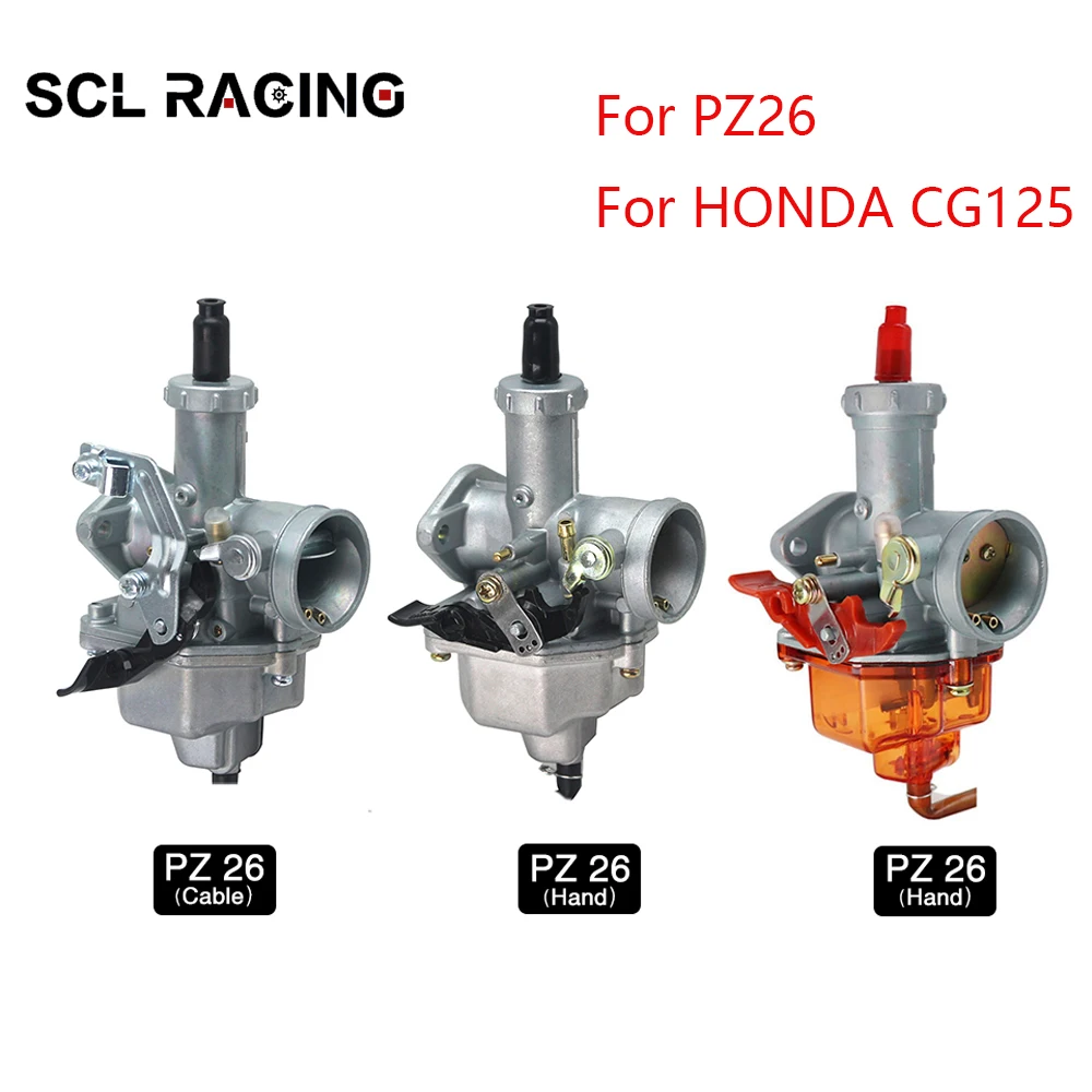 

SCL Racing PZ26 Carb Motorcycle Carburetor PZ26 26mm Manual Choke Carburetor With Nylon Float Bowl For HONDA CG125 For Keih PZ26