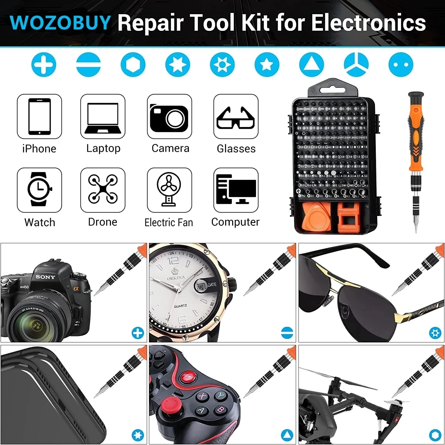 Precision Screwdriver Set,140 in 1 Repair Tool Kit with 118 Bits Magnetic Screwdriver Set for Computer,Laptop,Phone Etc