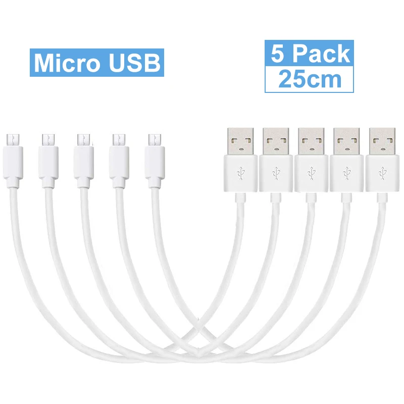 Short Micro USB Cable (25cm) Android Cable Micro USB Easy Carry Practical Charging Cable for Power Bank Samsung Huawei Sony LG