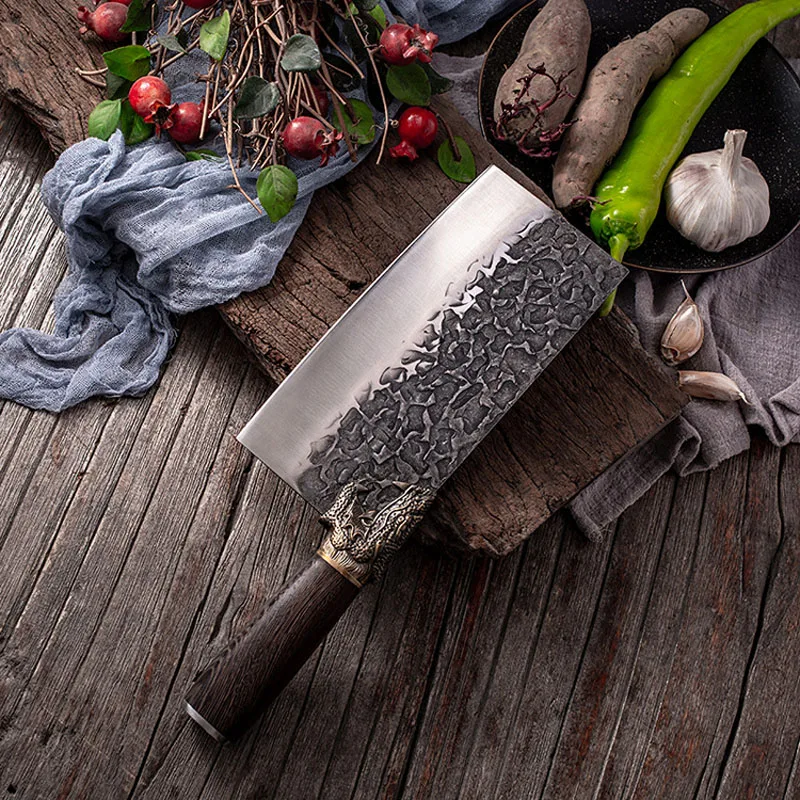 

Chinese Forged Knife Butcher Kitchen Knives Tool Handmade Non-stick Chopping Slicing Chef Knives Cleaver Knife Wood Handle Knife