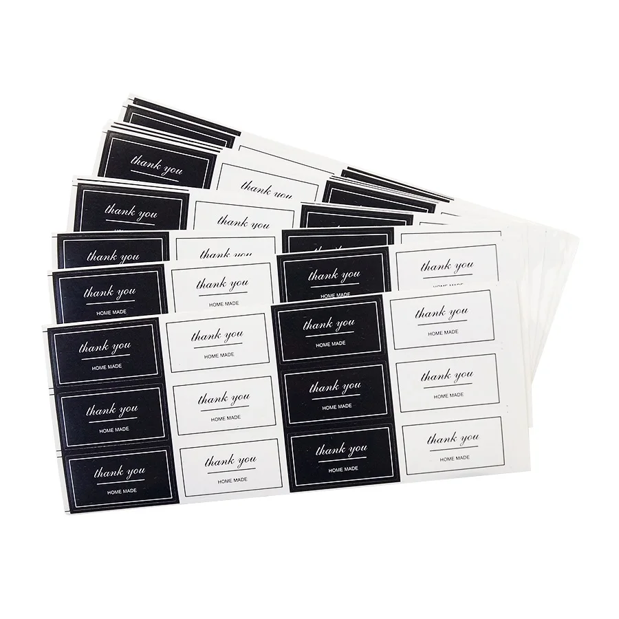 100pcs/lot Black And White 'Thank You' Rectangular Seal Sticker Gift Sticker For  Homemade Bakery Packaging Decoration Label