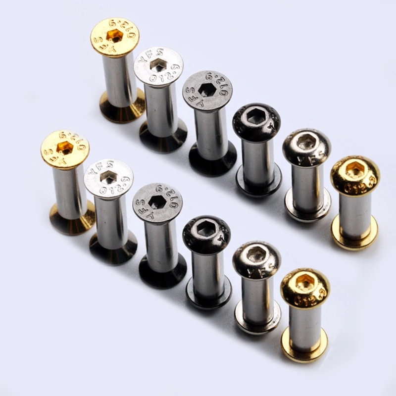 10sets M4 Knife Handle Bolt Rivets Scale Screws For DIY Knife handle Making material Fastener Nut Flat Hex Head screws