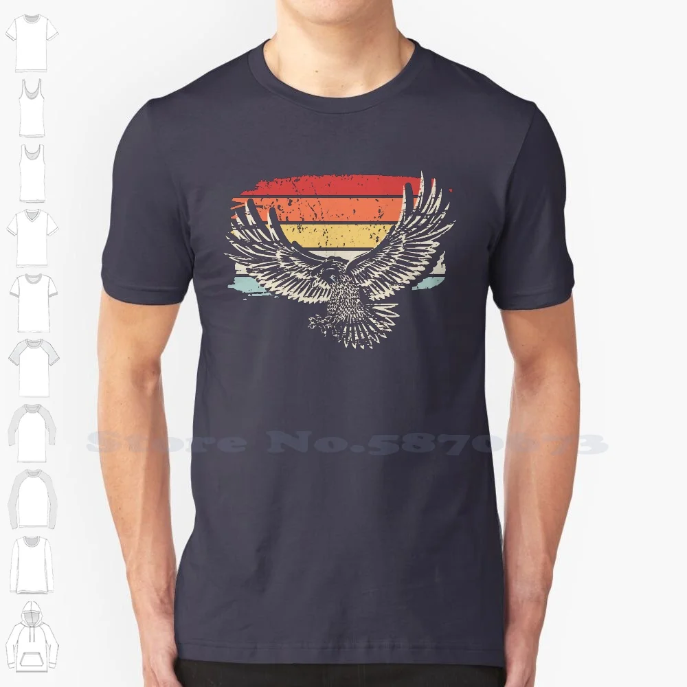 Camping Eagle Shirt 100% Cotton T-Shirt Bald Eagle Hiking Mountaineering Wanderlust Mountain Range Climber