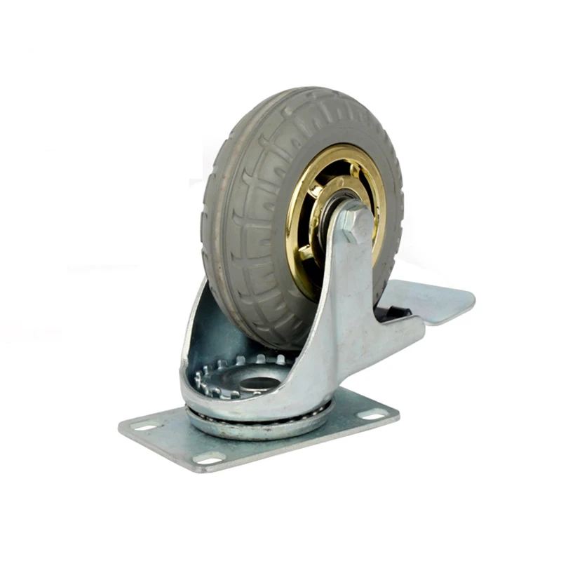 3-Inch Furniture Caster Solid Rubber Tire Trolley Wheel Bearing Universal Muted Medical Bed Equipment Part