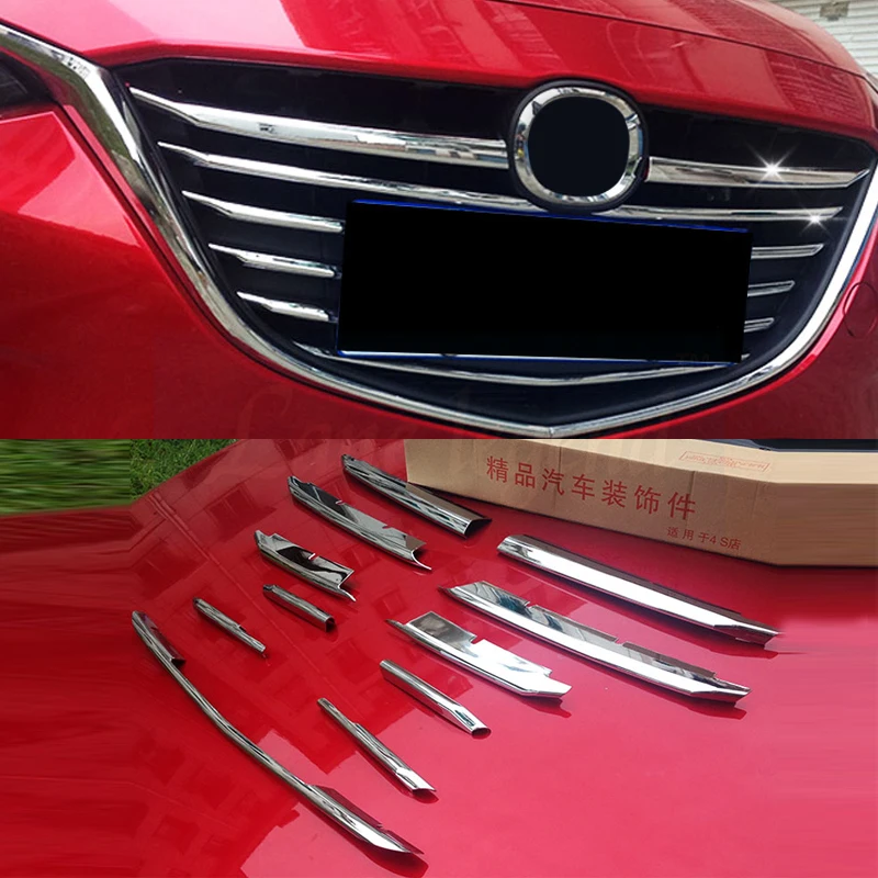 Front grille trims lane legend case for Mazda 3 Axela 2014-2018,ABS chrome,11pcs/set ,auto accessories 2015 2016 2017