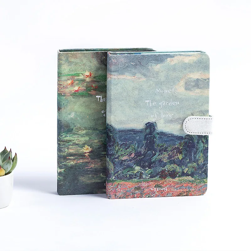 Creative Stationery Hardcover Diary Monet Drawing Style Handbooks Schedule Plan Notebook