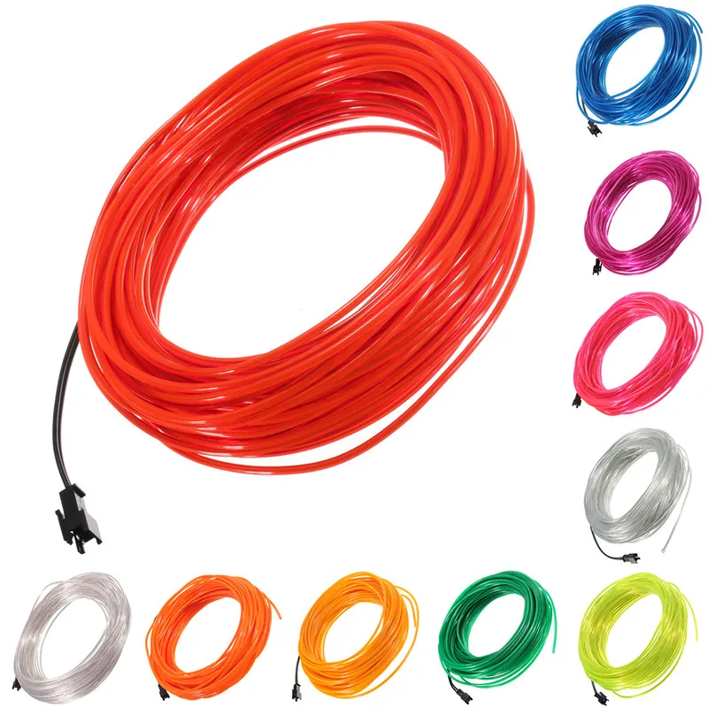 20M DC 12V Flexible Neon Light EL Wire Soft Tube Wire Neon Glow Car Rope Tape Cable Strip Light Decor Support Dropshipping