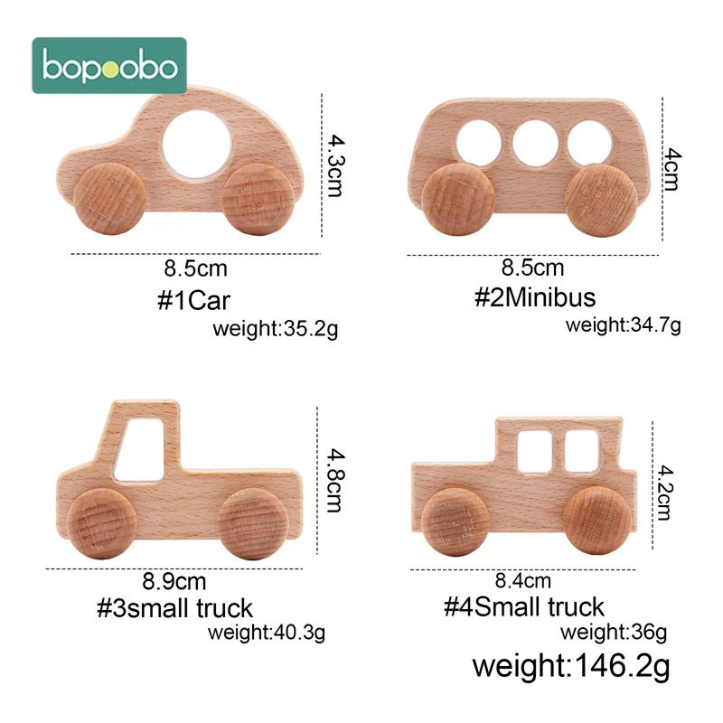 1PC giocattolo per bambini blocchi di legno di faggio Cartoon Car giocattoli educativi Montessori accessori per bambini in legno massaggiagengive in legno giocattoli per bambini regali