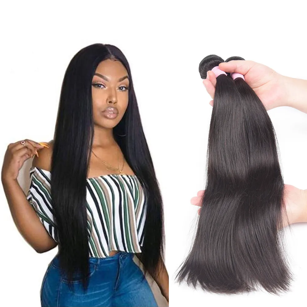 

Straight Unprocessed Human Hair Peruvian Hair Weave Bundles 3/4 Bundles Hair 30 Inch Bundles Remy Hair Extensions Human Hair