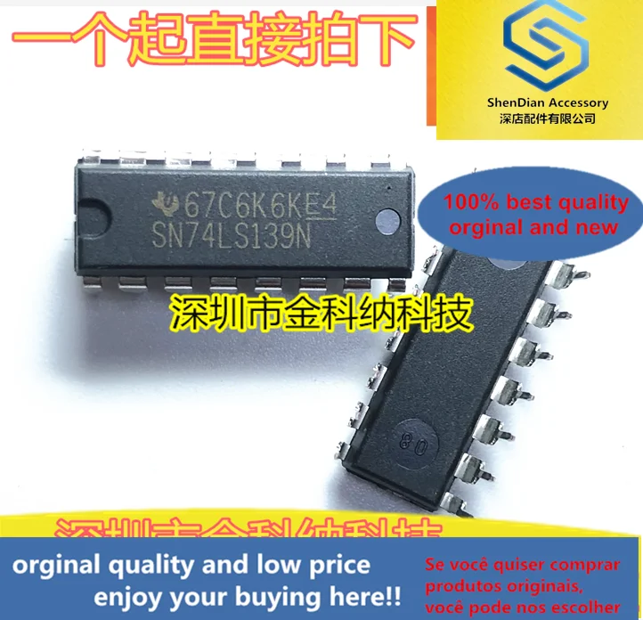 10pcs only orginal new SN74LS139N DIP 16-pin decoder straight plug brand new original imported monostable multivibrator