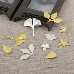 10-20pcs/lots Gold Silver Color Metal Leaf Charms Pendant Connector For DIY Earrings Necklace Jewelry Findings Making Accessorie