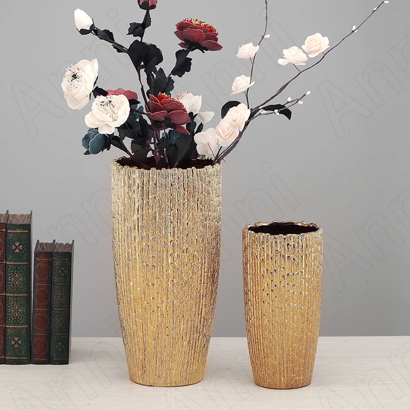 

European Ceramic Vase Western Restaurant Desktop Gilded Modern Flower Vases Hotel Front Desk Creativity Dried Flowers Organizer