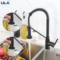 ULA Black Faucet Kitchen Deck Mounted Mixer Tap 360 Rotate Flexible Faucet Stream Sprayer Nozzle Kitchen Hot Cold Tap for Sink