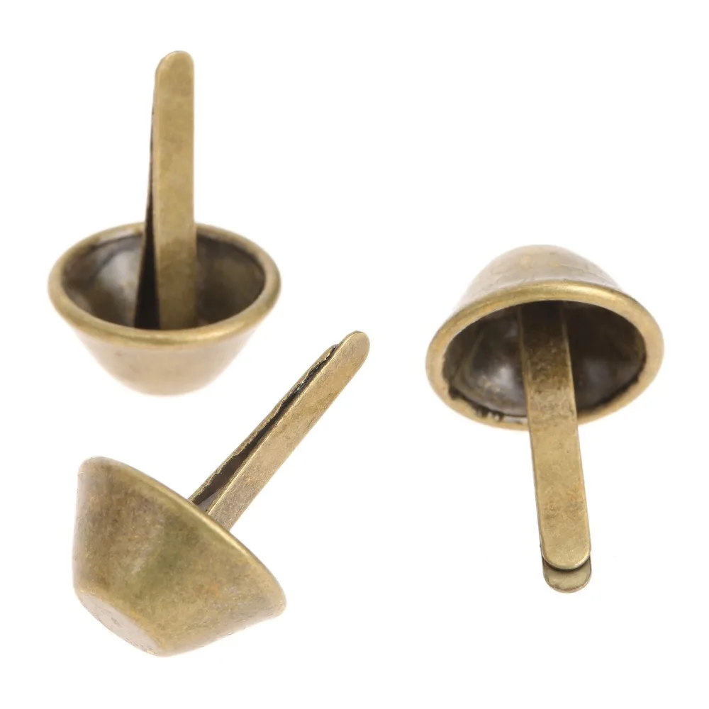 

100Pcs Iron Antique Bronze Bucket Nail Purse Luggage Bags Foot Upholstery Nails Tacks Buckets Box Decorative Tack Stud 15mm