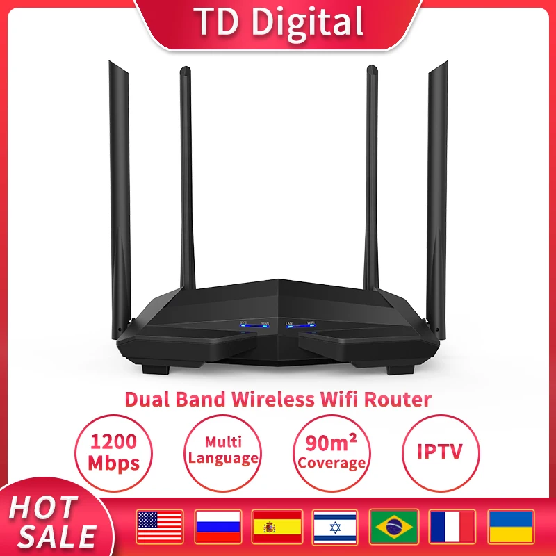 GC10 Wifi Repeater AC1200M Wireless WiFi Router with 2.4Ghz/5.0Ghz High Gain Antenna Home Coverage Dual Band ,Easy Setup