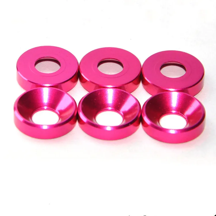 20 Stück M2 M3 M4 M5 M6 Aluminium bunt eloxiert Senkkopfschraube Unterlegscheiben Dichtung rot/grau/tiefblau/schwarz/lila