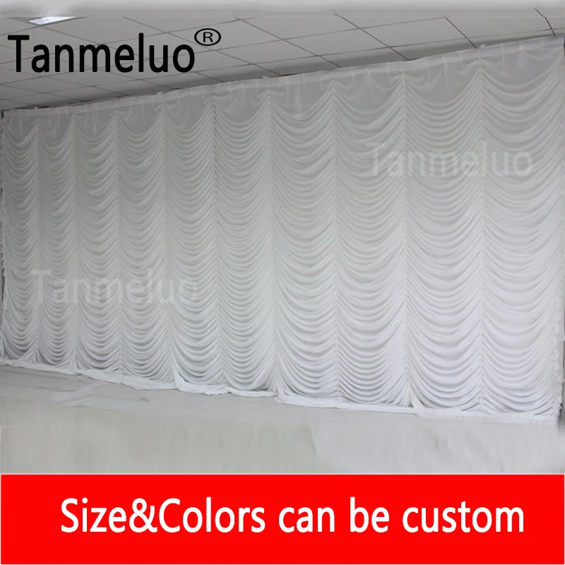 10ft&20ft White Ripple Design Wedding Stage Background Decoration Wave Birthday Event Party Curtains Drapes Panels Baby Shower