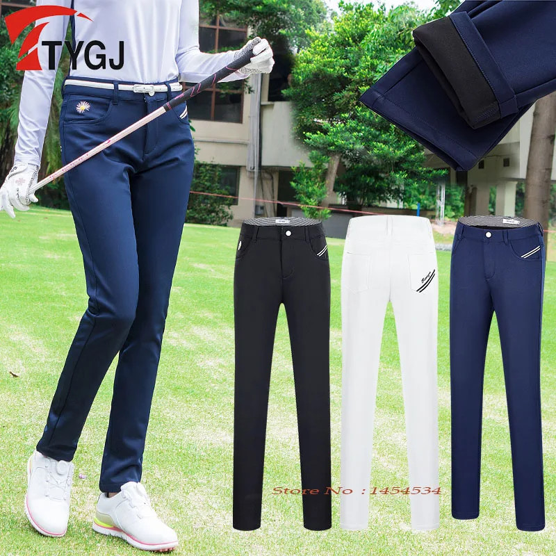 Send Belt! TTYGJ Golf Clothes Women Trousers Plus Velvet Thicken Warm Slim Fit Sportswear Leisure Autumn Winter Ball Pants Lady