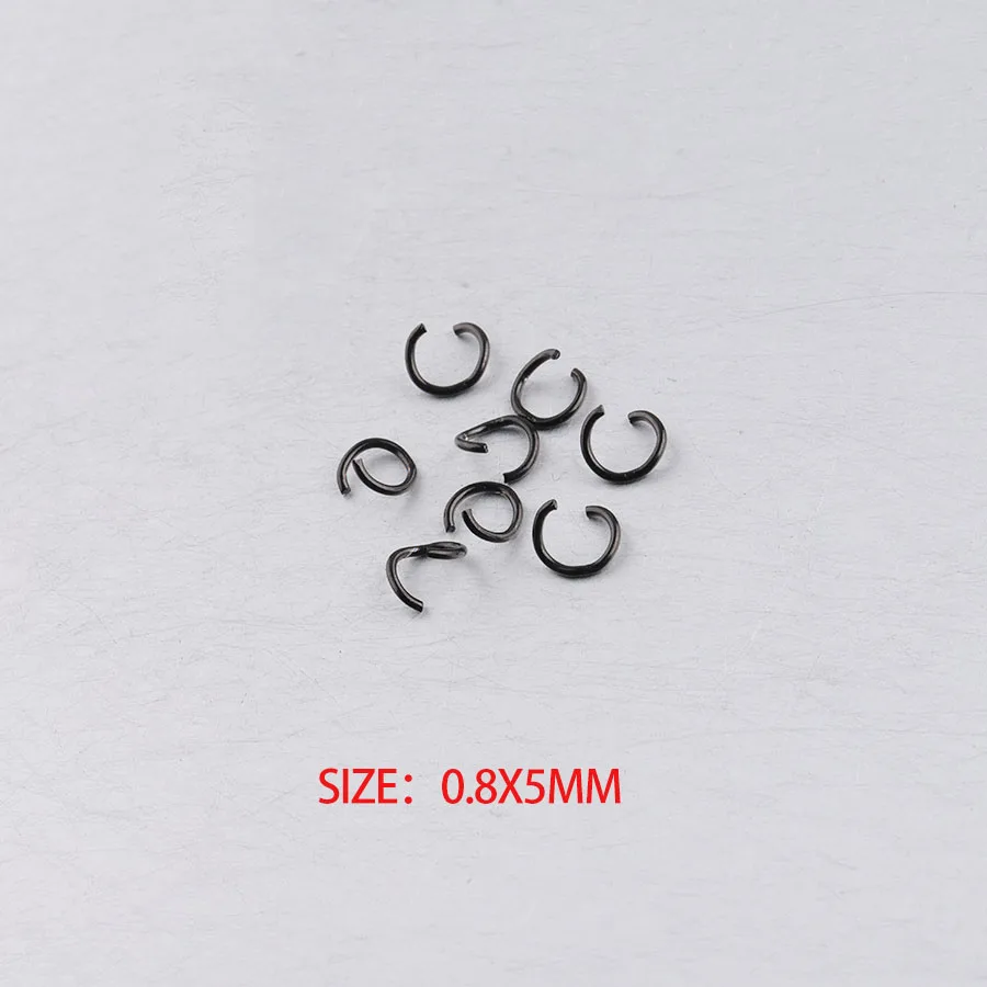 Fnixtar 0.8*5/6mm 1*7mm 1*6mm 1.2*7mm Black Color Stainless Steel Open Jump Rings Split Rings for Jewelry Making  100pcs/lot