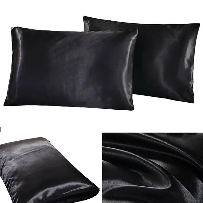 Simple Imitated Silky Fabric Satin Summer Pillowcase  Direct Selling Pillow Cover For Hair With Hidden